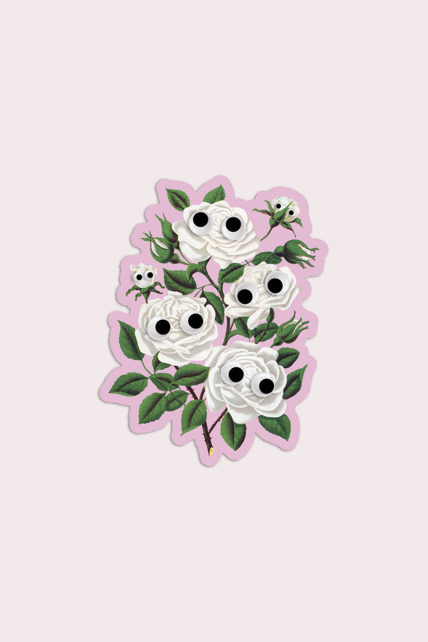 Autocollant "Googly White Roses"