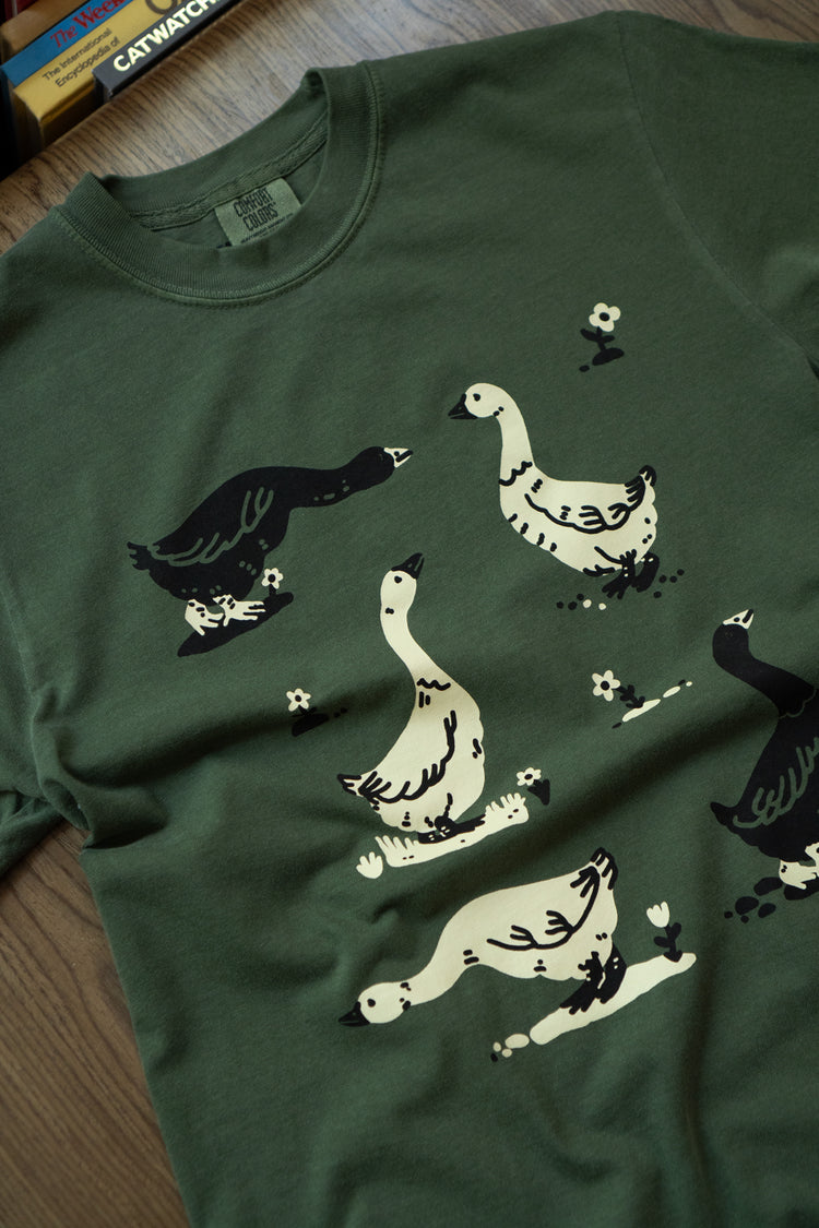 T-Shirt 'Goose Morning' | Vert Forêt