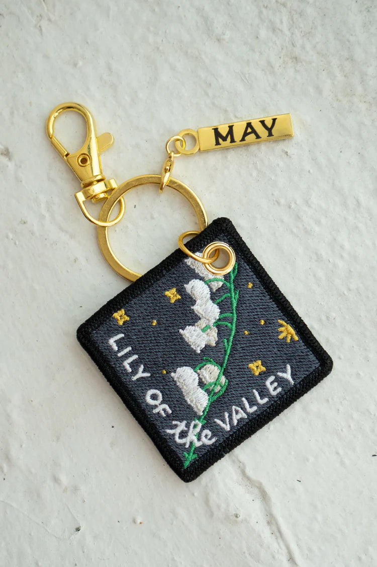 'Lily of the Valley' - Embroidered keychain with May birth flower