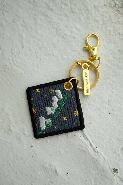 'Lily of the Valley' - Porte-Clés Brodé avec fleur de naissance de mai