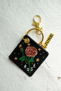 'Rose' - Porte-Clés Brodé avec fleur de naissance de juin
