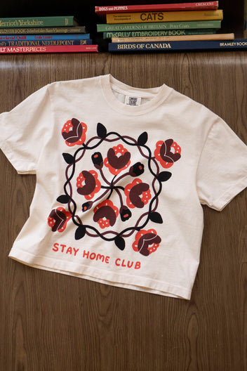 T-Shirt Carré CC 'Rosebud' | Crème